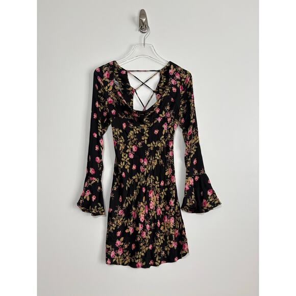 Free People Lone Star Bias Dress in Black Combo Size 0 - Picture 2 of 10